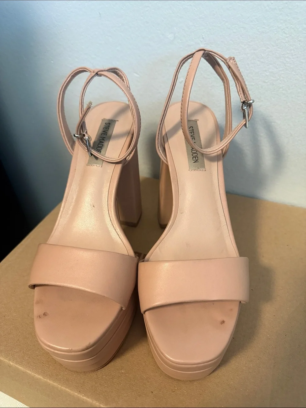 Steve Madden Nude Blush Platform Ankle-Strap Sandals